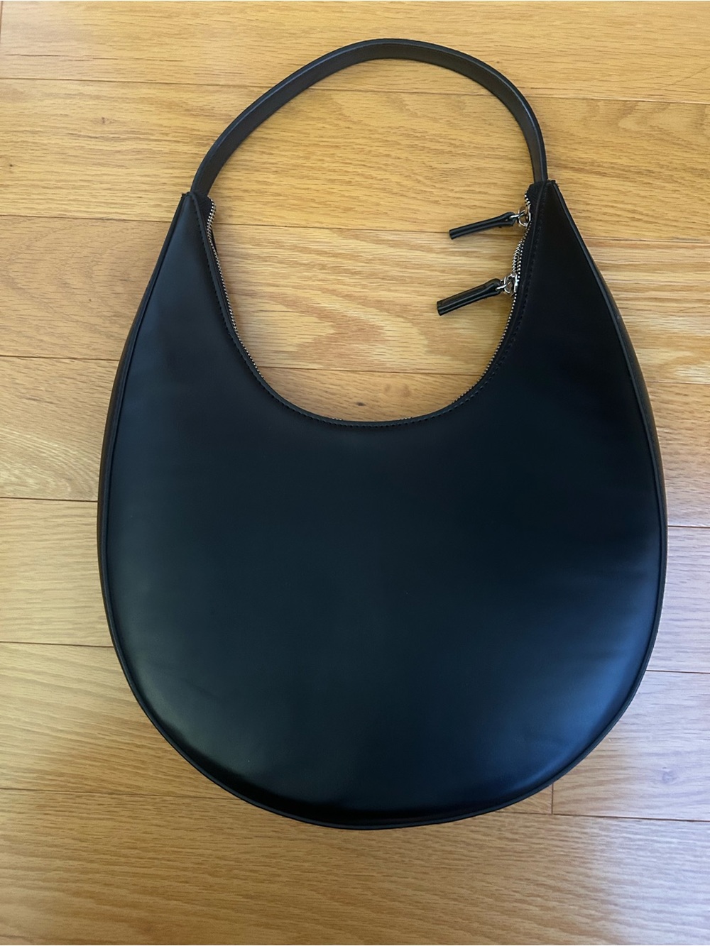 OAK + FORT Black Structured Curved Shoulder Bag